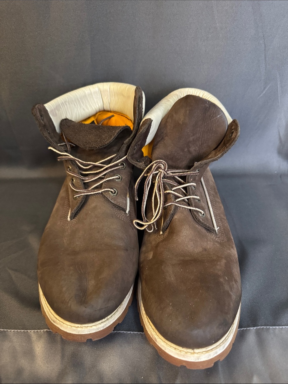 Timberland Genuine Leather Dark Brown Nubuck Lace-Up Work Boots